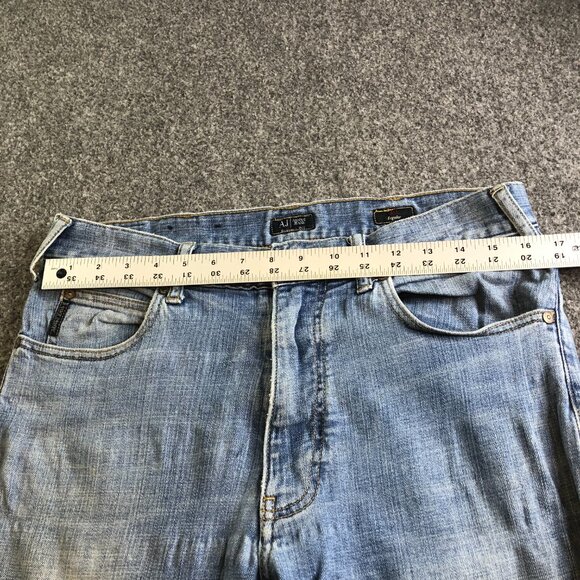 Armani J31 Jeans Mens 32x32 Blue Stretch Logo Emblem Straight Regular Fit Denim - Picture 7 of 15